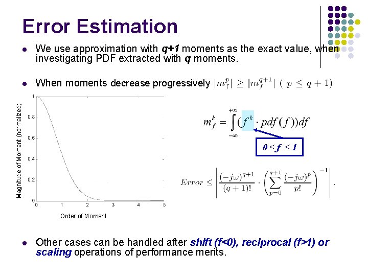 Error Estimation We use approximation with q+1 moments as the exact value, when investigating