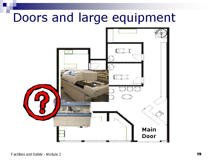 Doors and large equipment Main Door Facilities and Safety - Module 2 19 