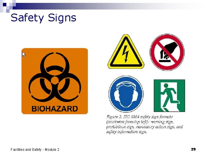 Safety Signs Facilities and Safety - Module 2 29 