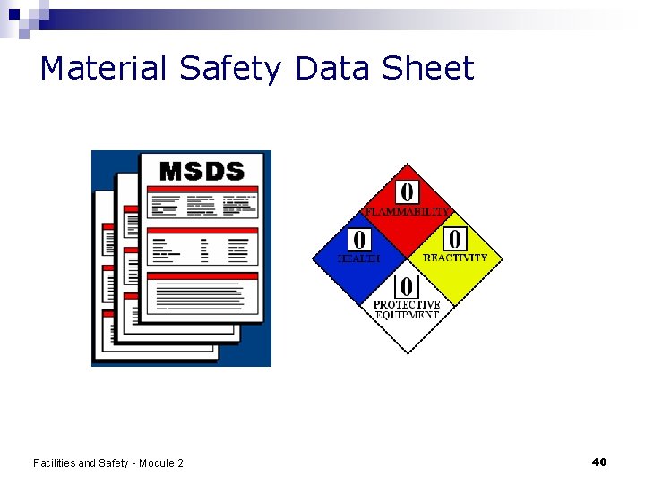 Material Safety Data Sheet Facilities and Safety - Module 2 40 