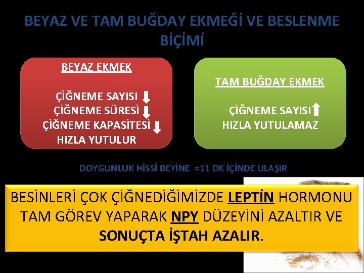 BEYAZ VE TAM BUĞDAY EKMEĞİ VE BESLENME BİÇİMİ BEYAZ EKMEK ÇİĞNEME SAYISI ÇİĞNEME SÜRESİ