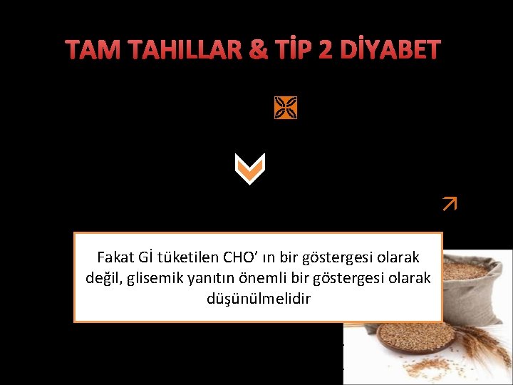 TAM TAHILLAR & TİP 2 DİYABET Düşük Gİ’li ekmek tam tahıllar diyabetik hastalar kan