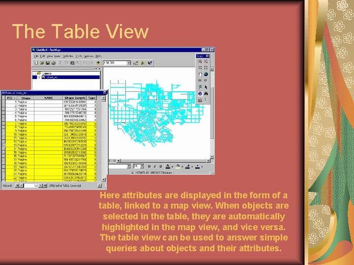 The Table View Here attributes are displayed in the form of a table, linked