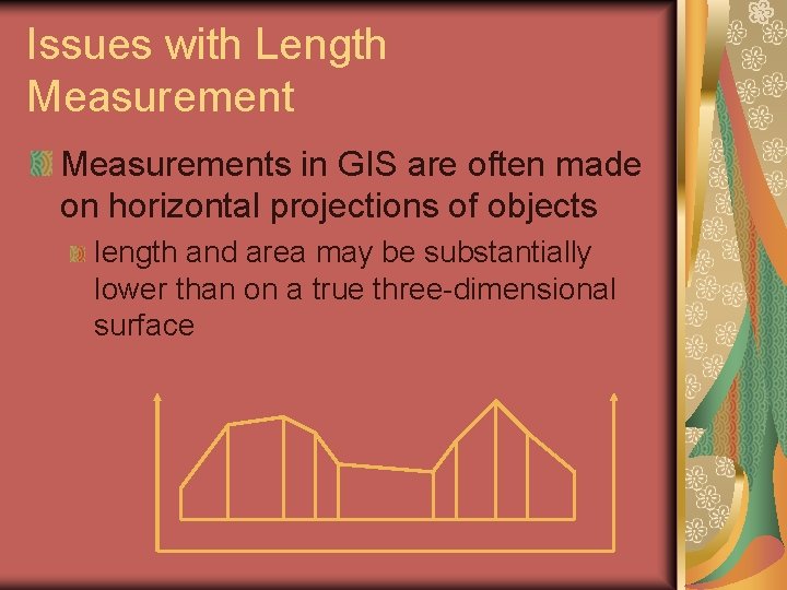 Issues with Length Measurements in GIS are often made on horizontal projections of objects