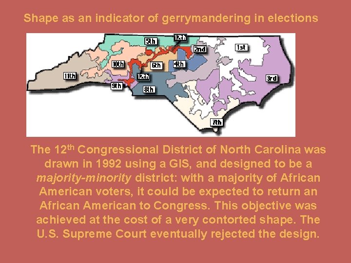 Shape as an indicator of gerrymandering in elections The 12 th Congressional District of