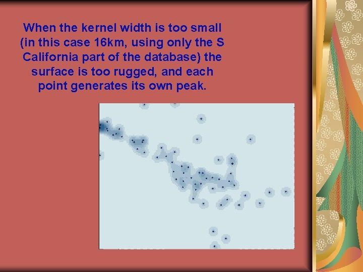 When the kernel width is too small (in this case 16 km, using only