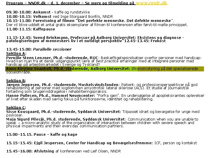 Program – NNDR. dk – d. 1. december – Se mere og tilmelding på