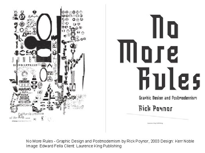 No More Rules - Graphic Design and Postmodernism by Rick Poynor, 2003 Design: Kerr