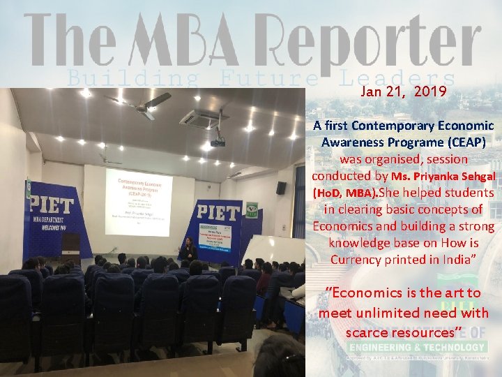 Jan 21, 2019 A first Contemporary Economic Awareness Programe (CEAP) was organised, session conducted