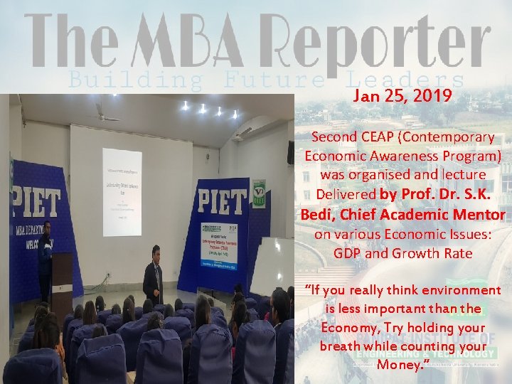 Jan 25, 2019 Second CEAP (Contemporary Economic Awareness Program) was organised and lecture Delivered