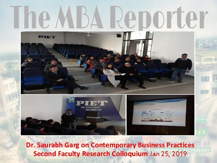 Dr. Saurabh Garg on Contemporary Business Practices Second Faculty Research Colloquium Jan 25, 2019