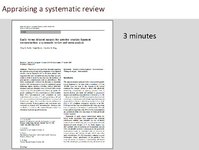 Appraising a systematic review 3 minutes 