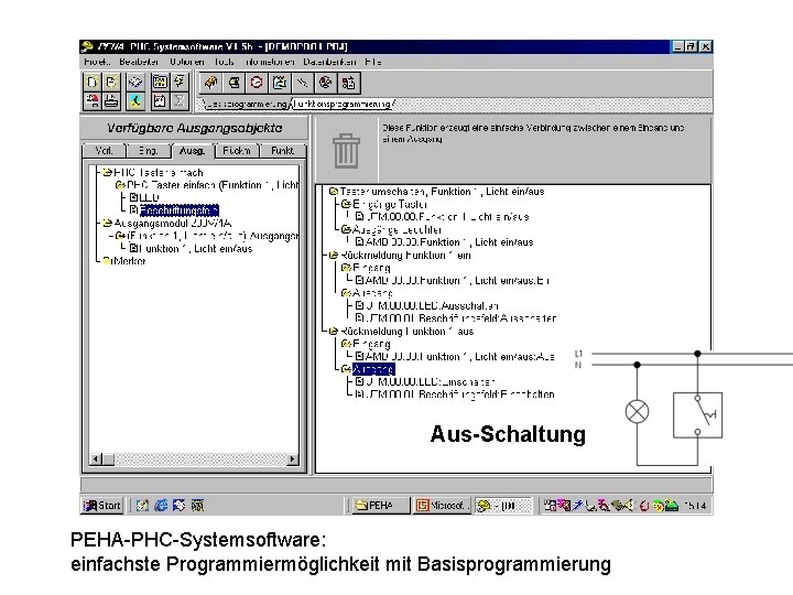 Aus-Schaltung PEHA-PHC-Systemsoftware: einfachste Programmiermöglichkeit mit Basisprogrammierung 