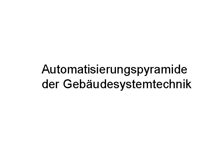 Automatisierungspyramide der Gebäudesystemtechnik 