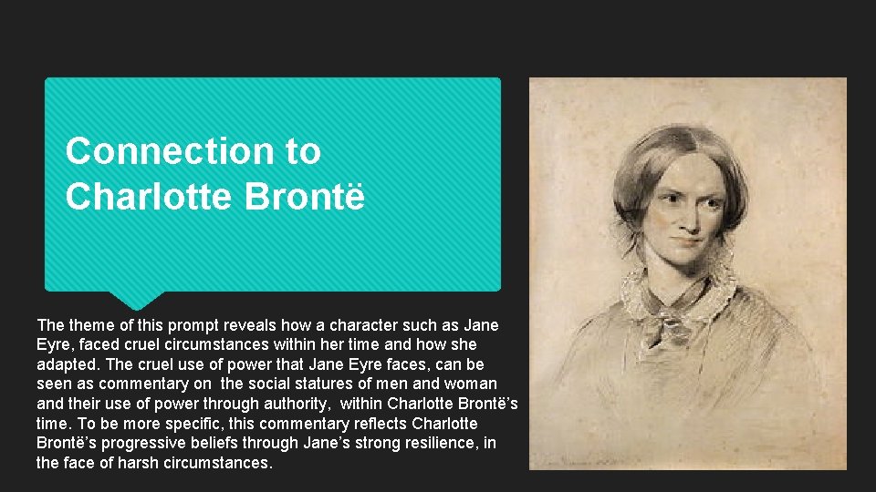 Connection to Charlotte Brontë The theme of this prompt reveals how a character such