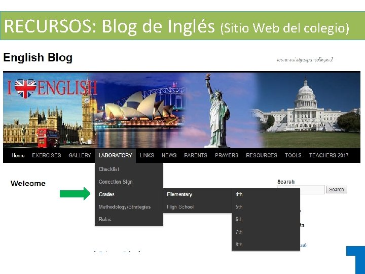 RECURSOS: Blog de Inglés (Sitio Web del colegio) 