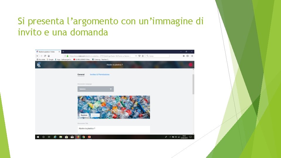 Si presenta l’argomento con un’immagine di invito e una domanda 