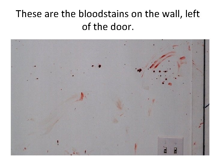 These are the bloodstains on the wall, left of the door. 