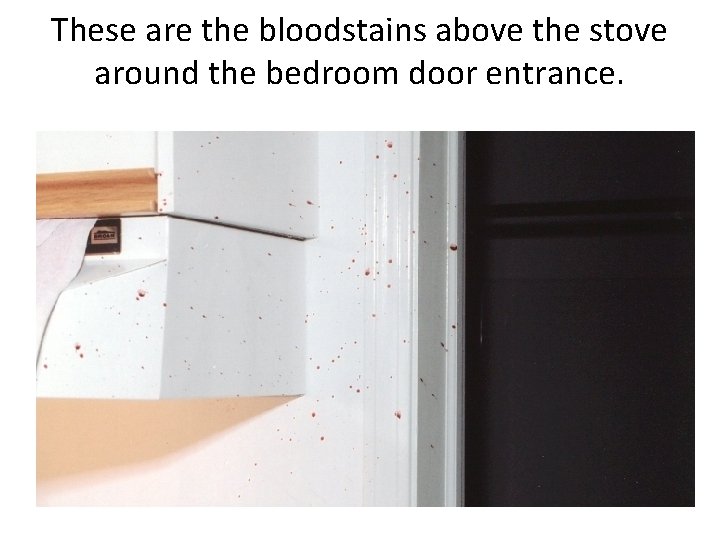 These are the bloodstains above the stove around the bedroom door entrance. 