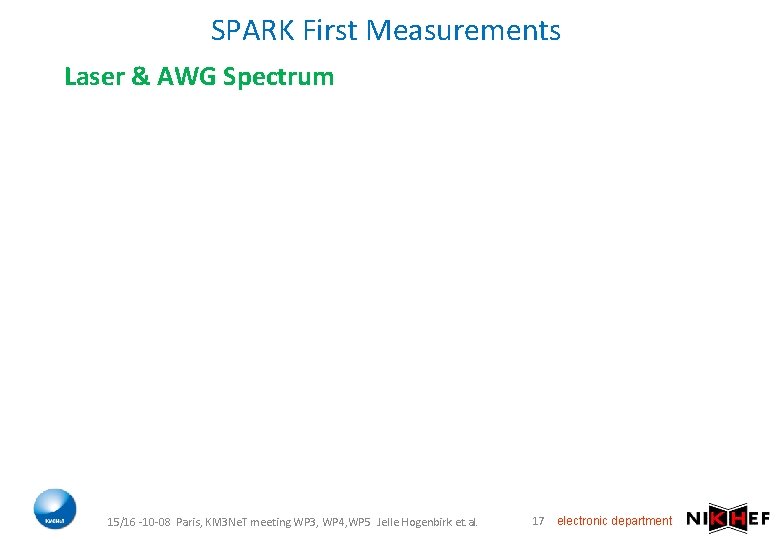SPARK First Measurements Laser & AWG Spectrum 15/16 -10 -08 Paris, KM 3 Ne.