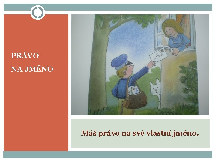 PRÁVO NA JMÉNO Máš právo na své vlastní jméno. 