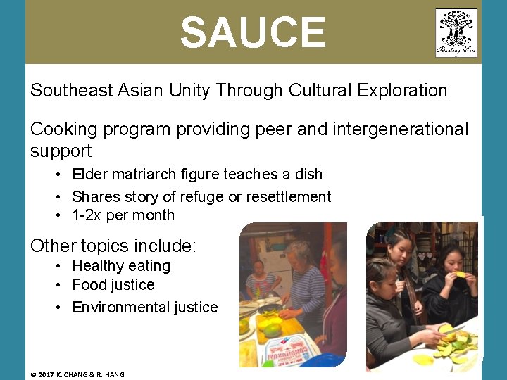 SAUCE Southeast Asian Unity Through Cultural Exploration Cooking program providing peer and intergenerational support