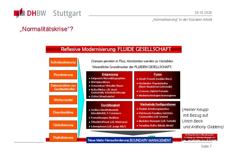 29. 10. 2020 „Normalisierung“ in der Sozialen Arbeit „Normalitätskrise“? (Heiner Keupp mit Bezug auf