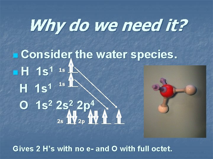 Why do we need it? n Consider the water species. n. H 1 s