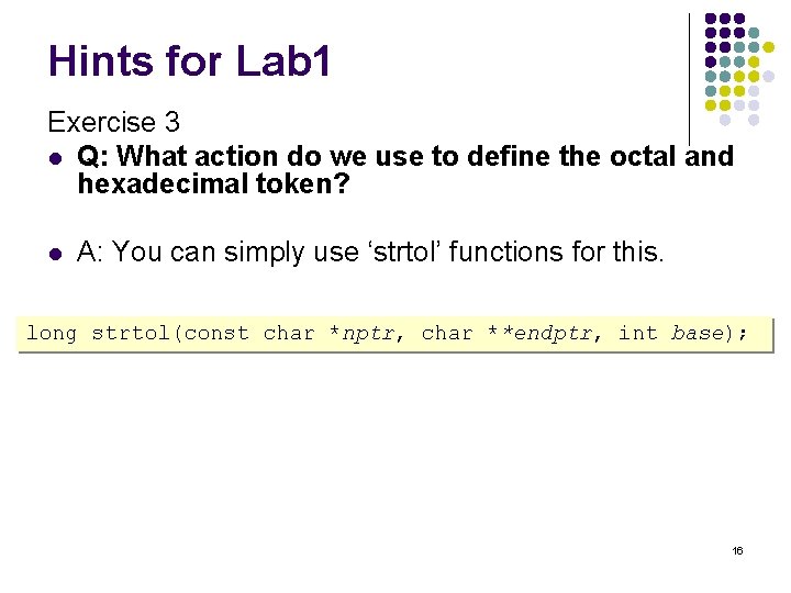 Hints for Lab 1 Exercise 3 l Q: What action do we use to