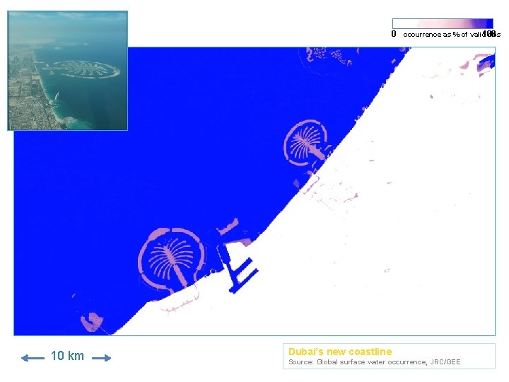 0 occurrence as % of valid 100 obs 10 km Dubai’s new coastline Source: