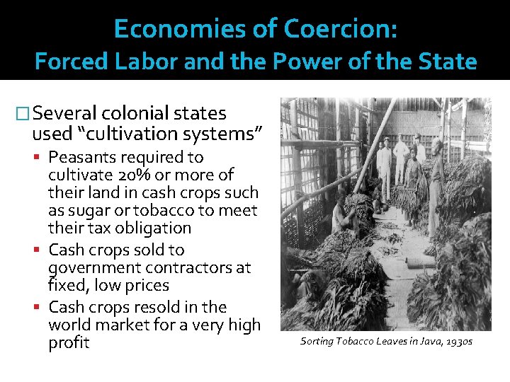 Economies of Coercion: Forced Labor and the Power of the State �Several colonial states