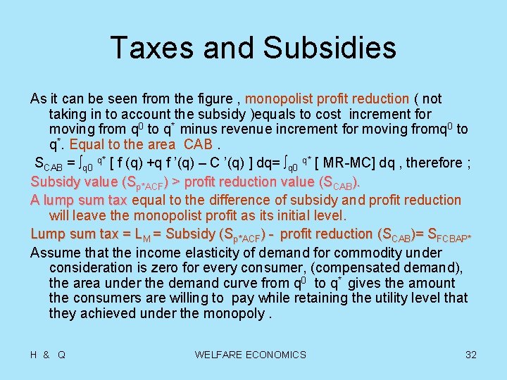 Taxes and Subsidies As it can be seen from the figure , monopolist profit