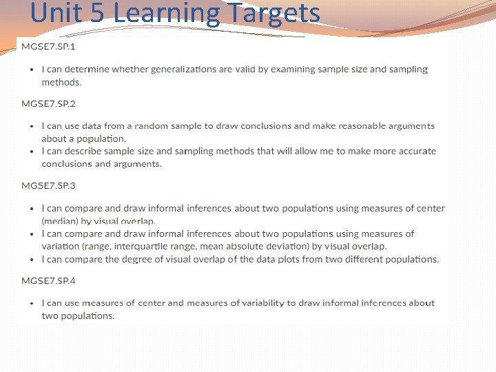 Unit 5 Learning Targets 