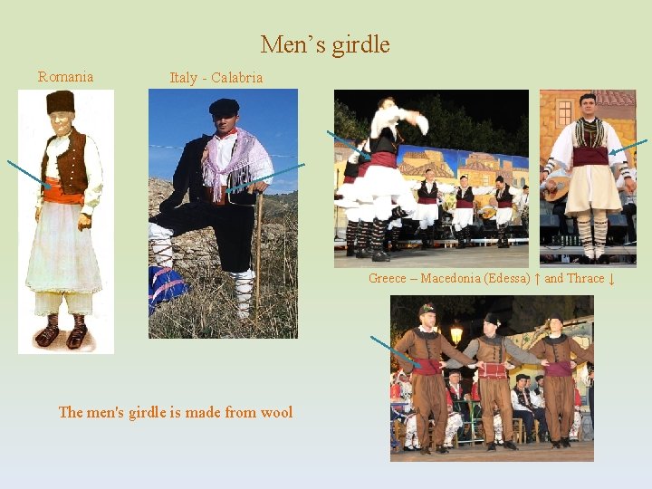 Men’s girdle Romania Italy - Calabria Greece – Macedonia (Edessa) ↑ and Thrace ↓