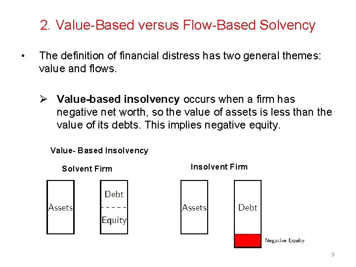 2. Value-Based versus Flow-Based Solvency • The definition of financial distress has two general