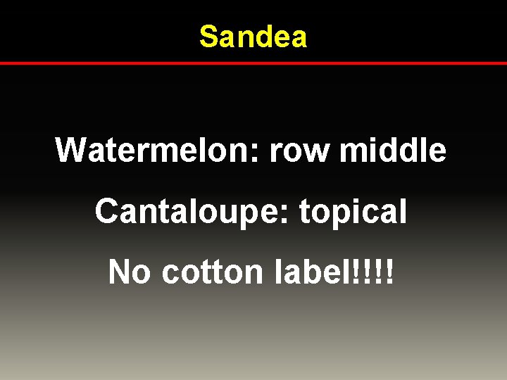 Sandea Watermelon: row middle Cantaloupe: topical No cotton label!!!! 