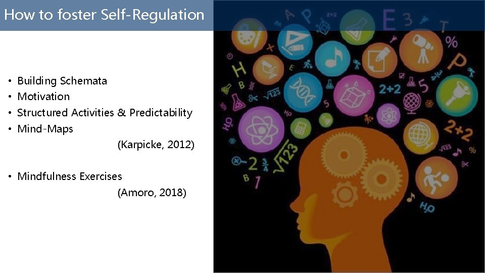 How to foster Self-Regulation • Building Schemata • Motivation • Structured Activities & Predictability