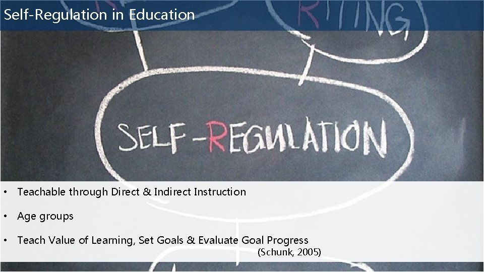 Self-Regulation in Education • Teachable through Direct & Indirect Instruction • Age groups •