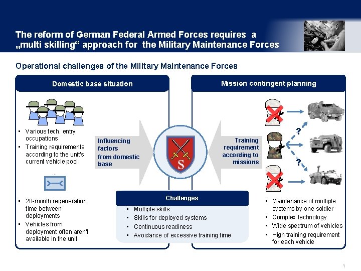 The reform of German Federal Armed Forces requires a „multi skilling“ approach for the