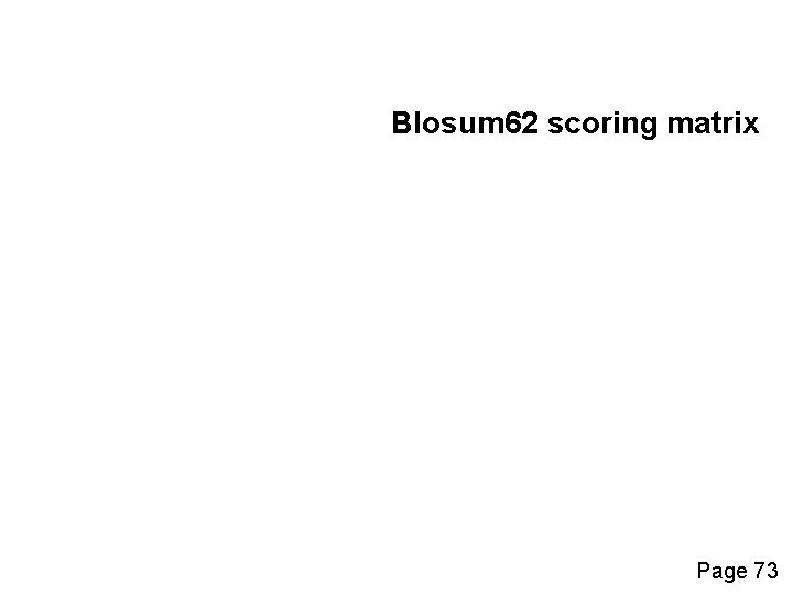 Blosum 62 scoring matrix Page 73 