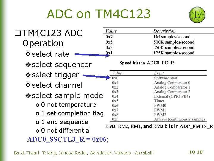 ADC on TM 4 C 123 q TM 4 C 123 ADC Operation vselect