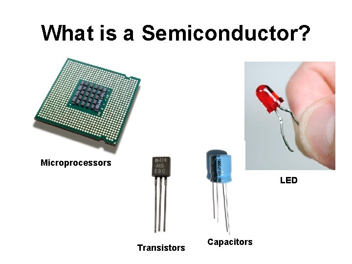 What is a Semiconductor? Microprocessors LED Transistors Capacitors 
