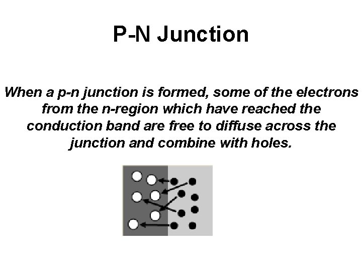 P-N Junction When a p-n junction is formed, some of the electrons from the