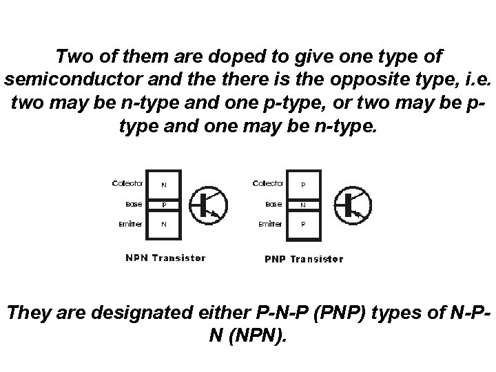 Two of them are doped to give one type of semiconductor and there is