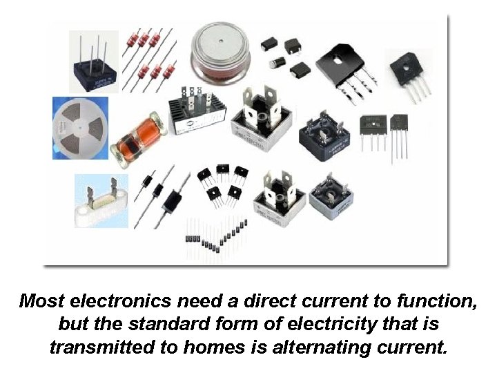 Most electronics need a direct current to function, but the standard form of electricity