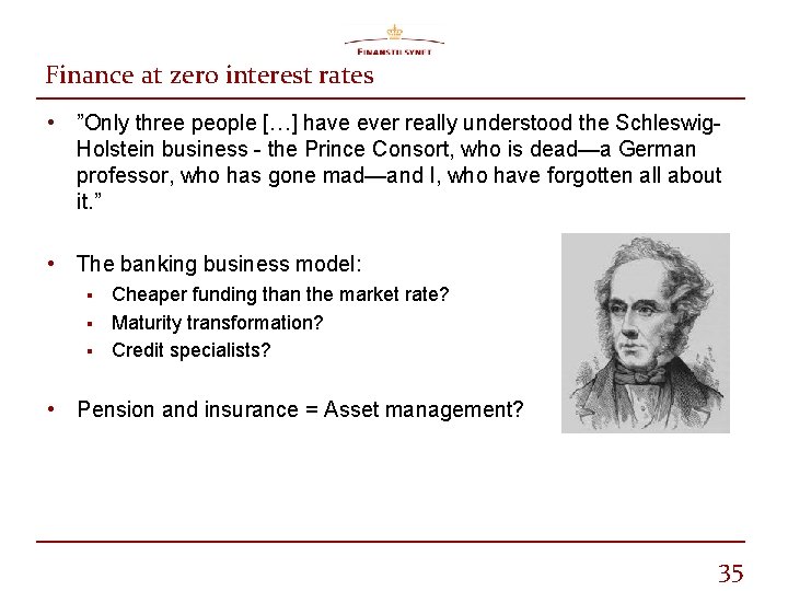 Finance at zero interest rates • ”Only three people […] have ever really understood