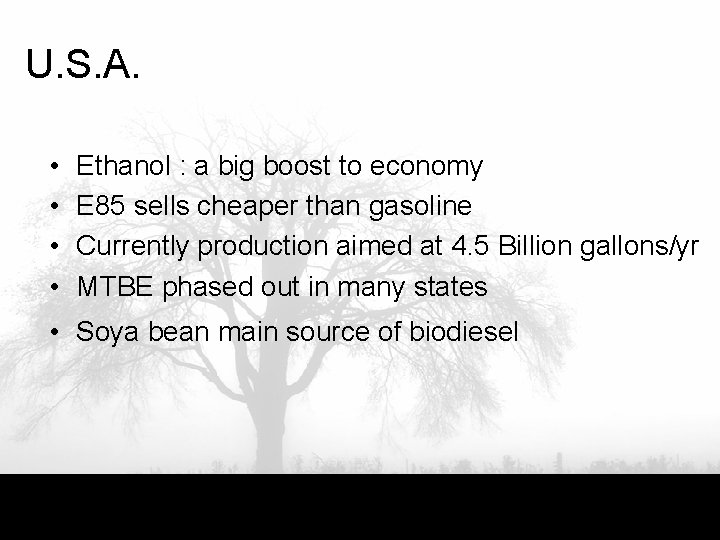U. S. A. • • Ethanol : a big boost to economy E 85