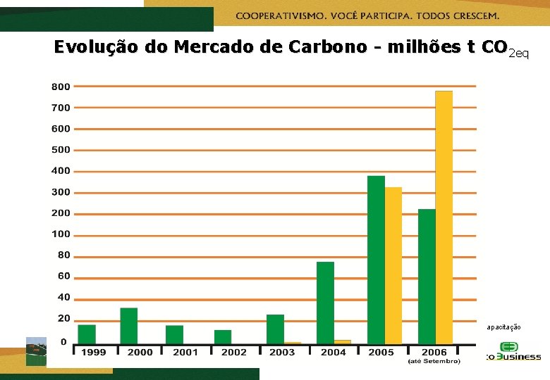 Evolução do Mercado de Carbono - milhões t CO 2 eq Via projetos Final