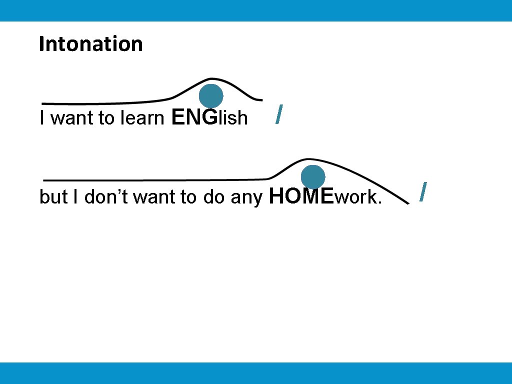 Intonation I want to learn ENGlish / but I don’t want to do any