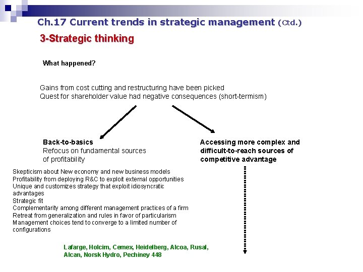 Ch. 17 Current trends in strategic management (Ctd. ) 3 -Strategic thinking What happened?